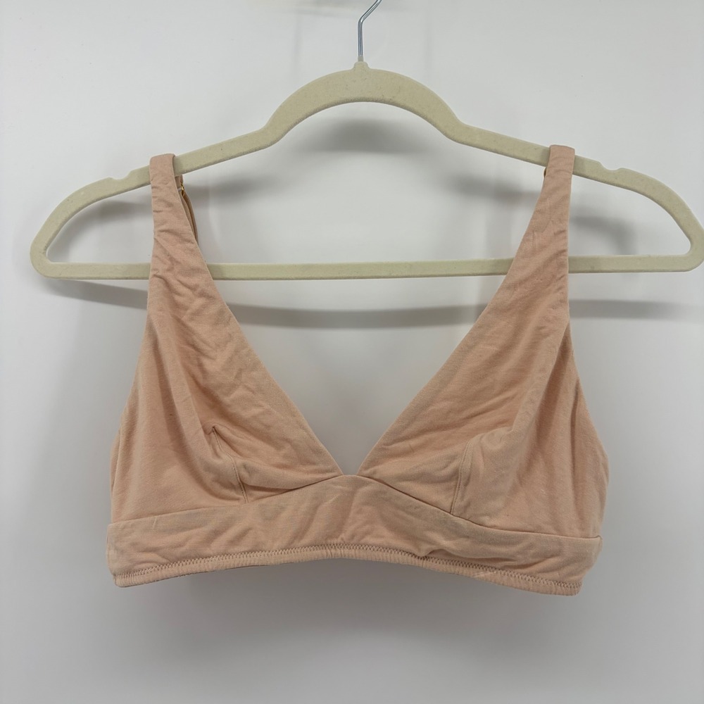 Lively Womens Medium Beige Bralette Wireless Triangle Adjustable Hook Eye WL0221